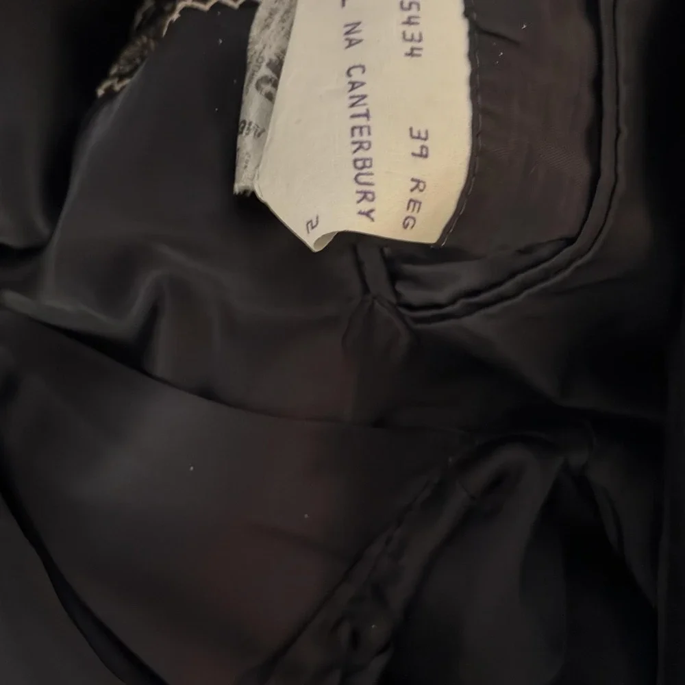 Hickey Freeman Suit Jacket Mens 39R Dark‎ Navy Gray Geometric Canterbury Blazer